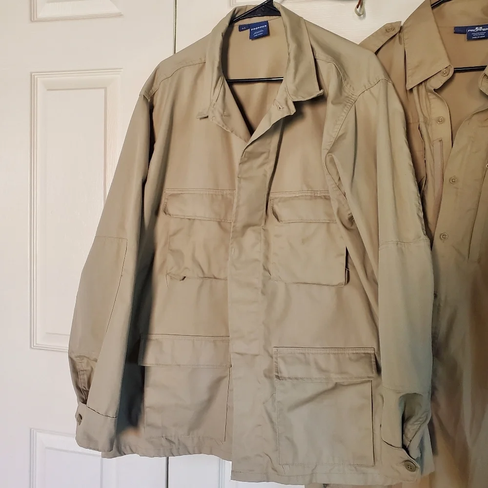 Propper BDU Coat, Battle RIP P/C Shirt & Safari Hat Set Khaki Outdoors Fishing